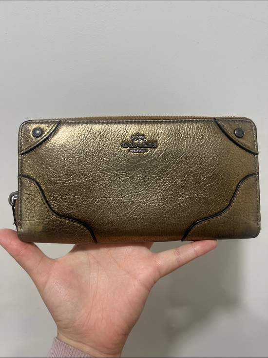 Coach Handbags - Coach Metallic Mickie Zip Wallet Bronze